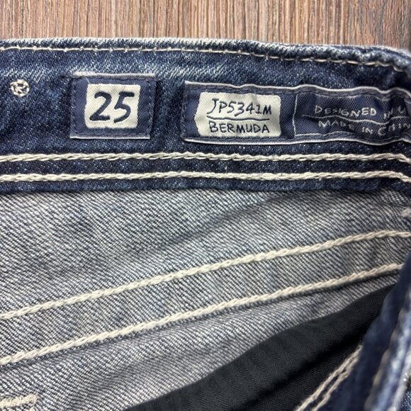 Miss Me Bermuda Jean Shorts Sequins Distressed Medium Wash Size 25 - Picture 4 of 11